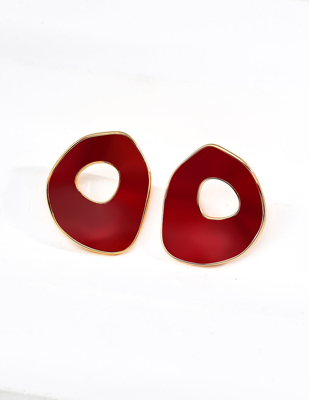 Eye-Catching Red Drip-Enamel Hoops — Classic, Minimal, Universally Flattering