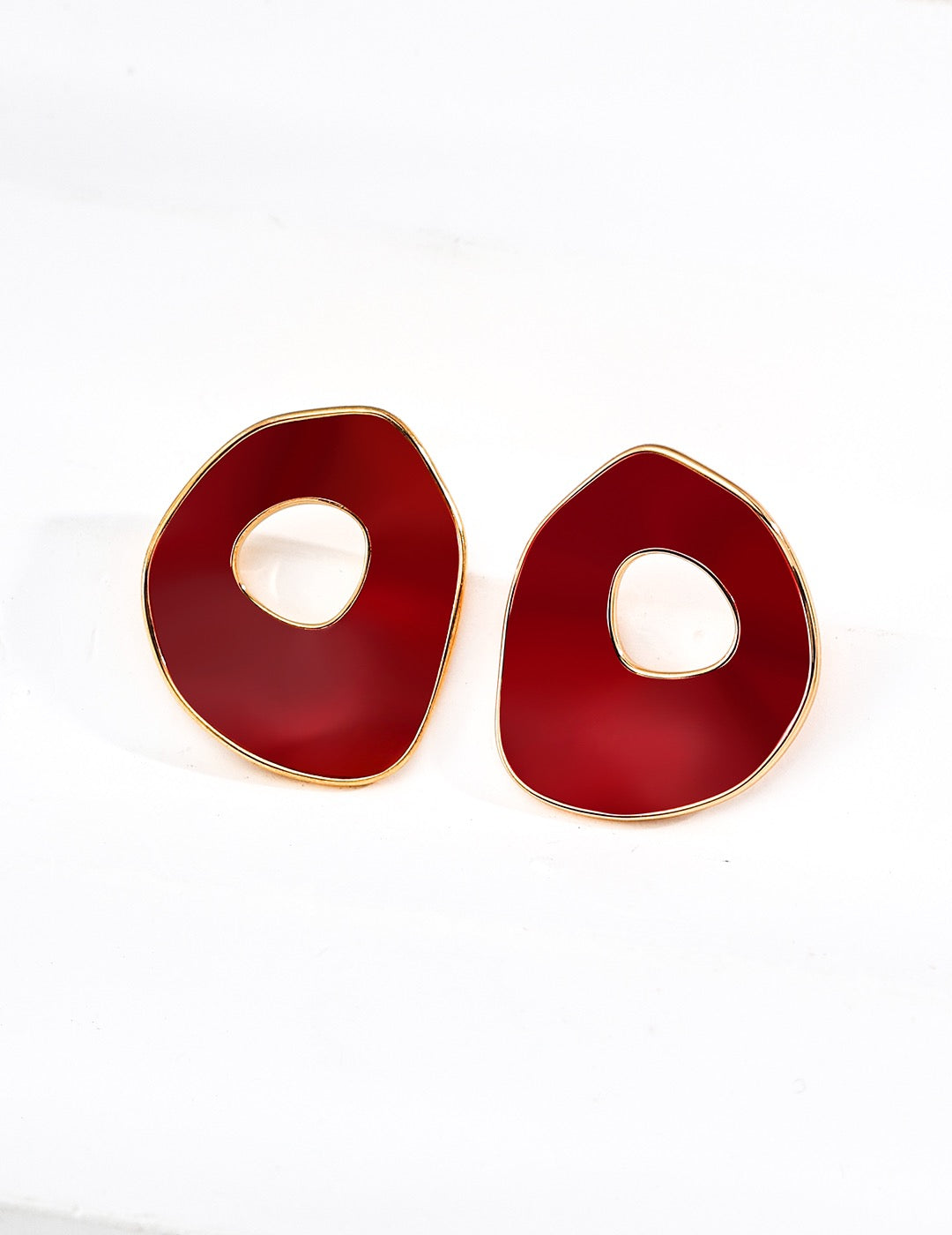 Eye-Catching Red Drip-Enamel Hoops — Classic, Minimal, Universally Flattering