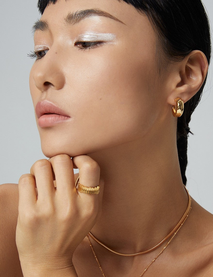 S925 Sterling Silver Minimal Open Ring & Earrings