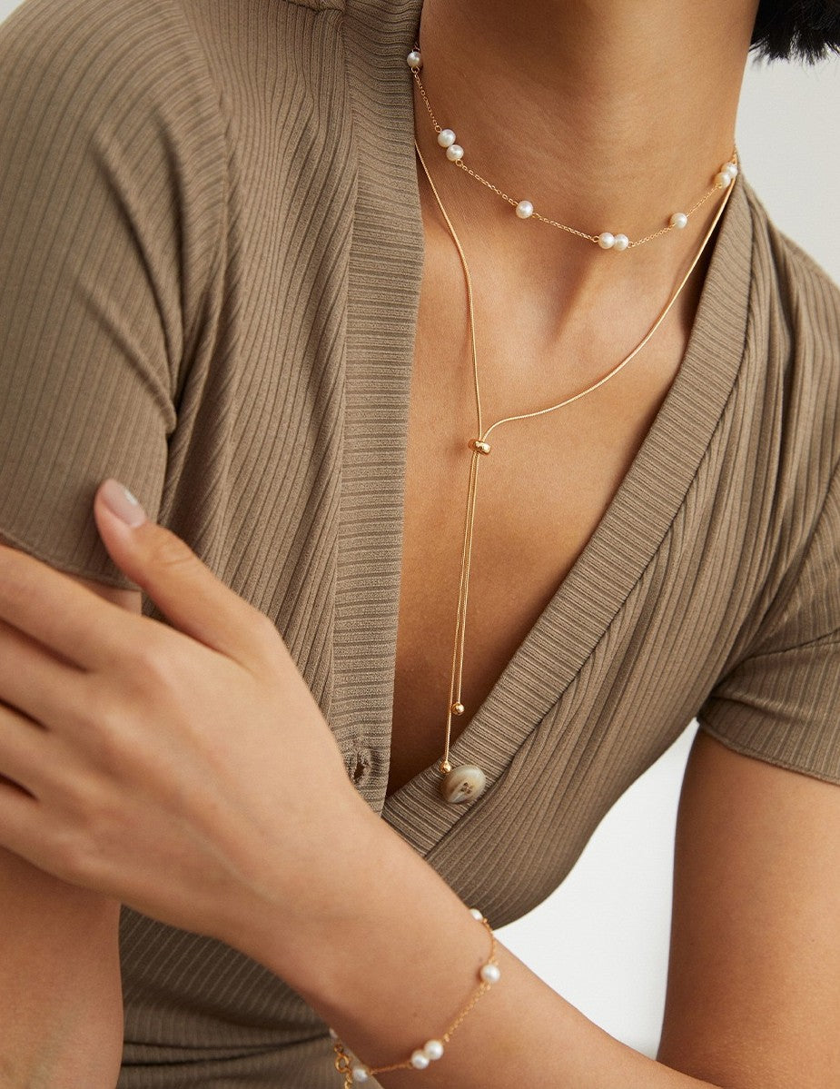 S925 Minimalist Pearl Necklace & Bracelet