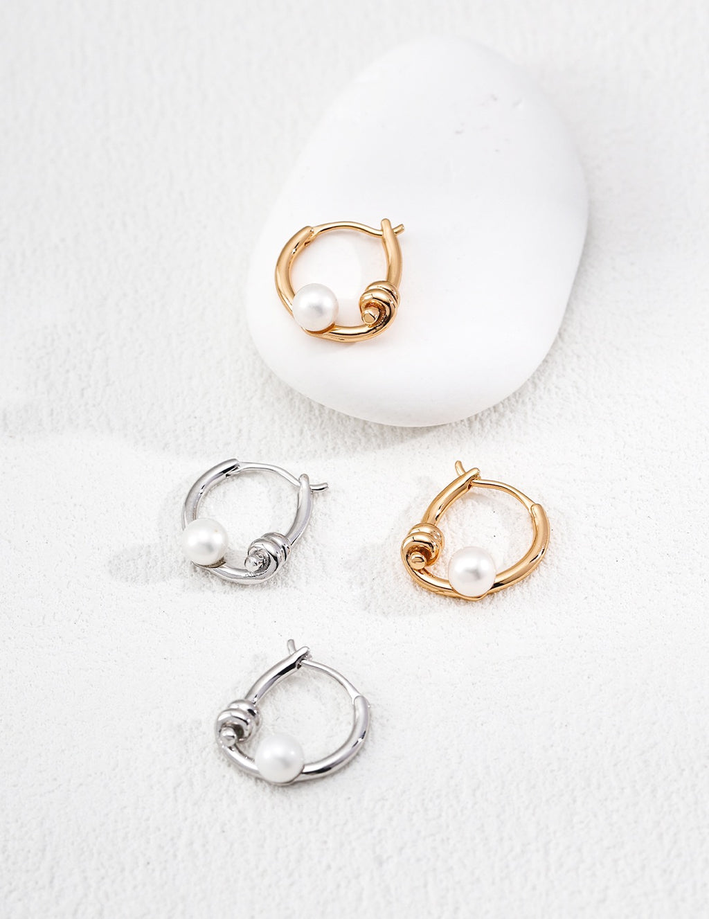 S925 Pearl Knot Necklace & Earrings Set