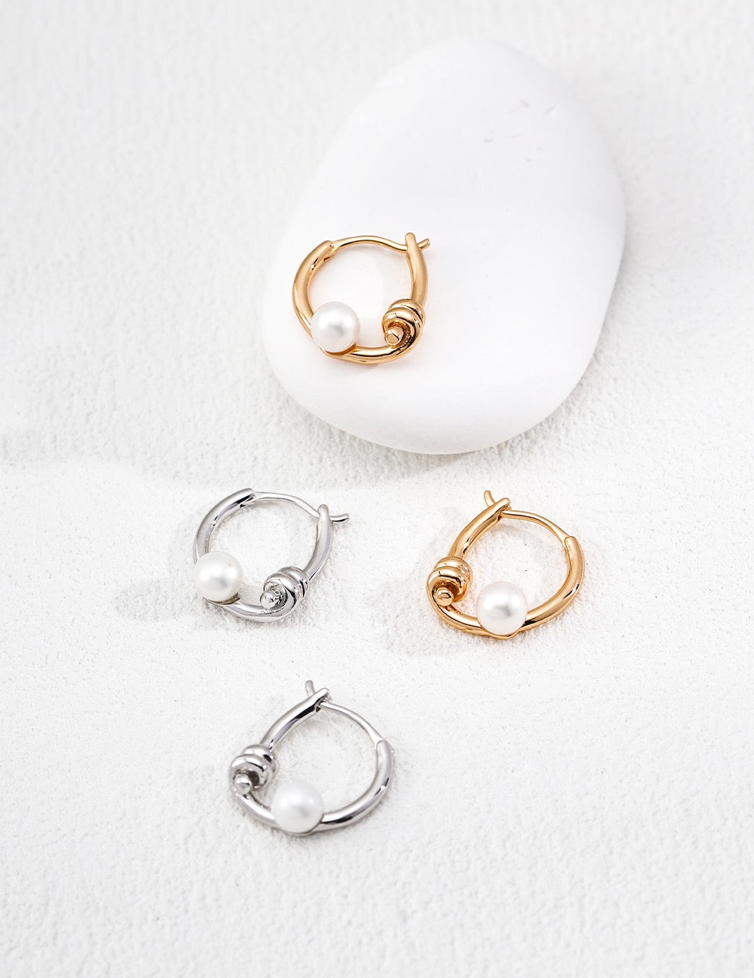 S925 Pearl Knot Necklace & Earrings Set