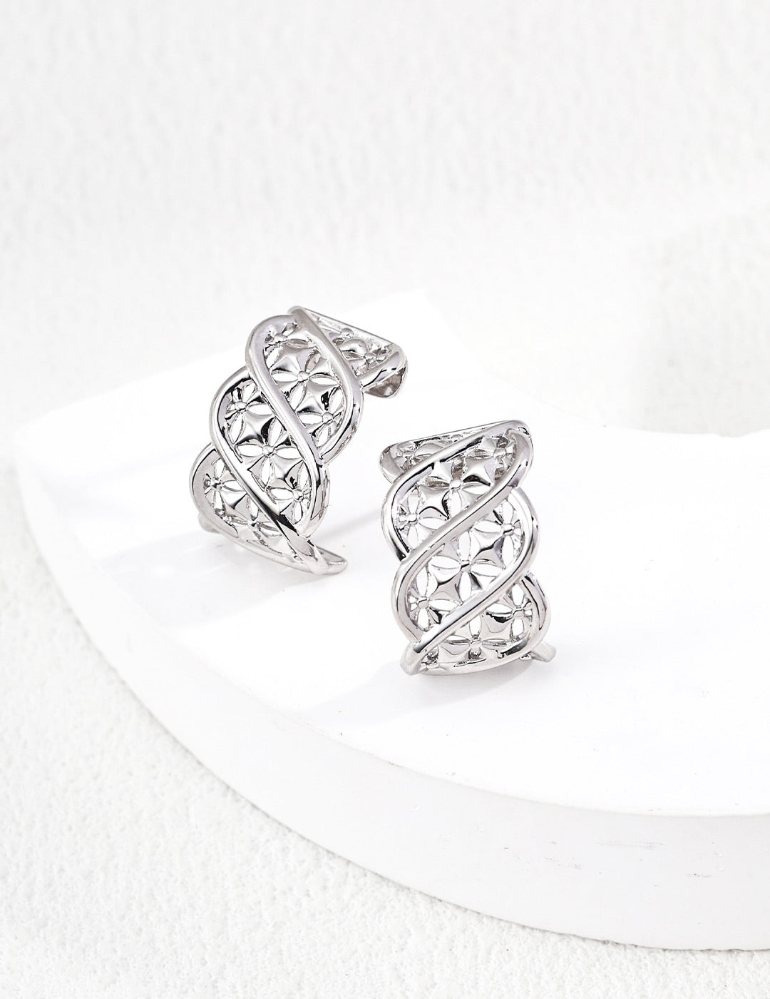 S925 Twisted Totem — Modernized Chinese Motif Ring & Earrings