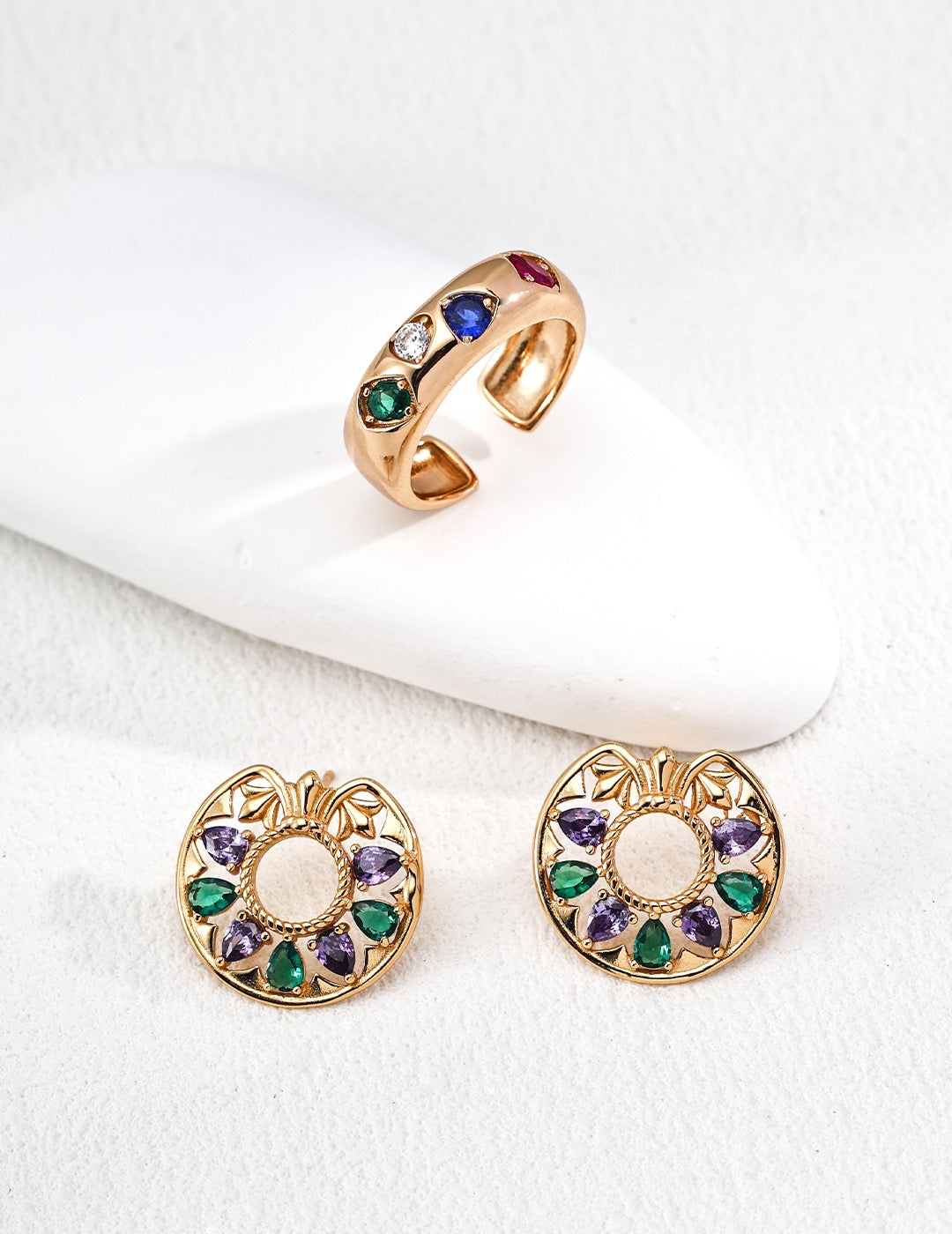 S925 Monet-Inspired, Vintage Gold