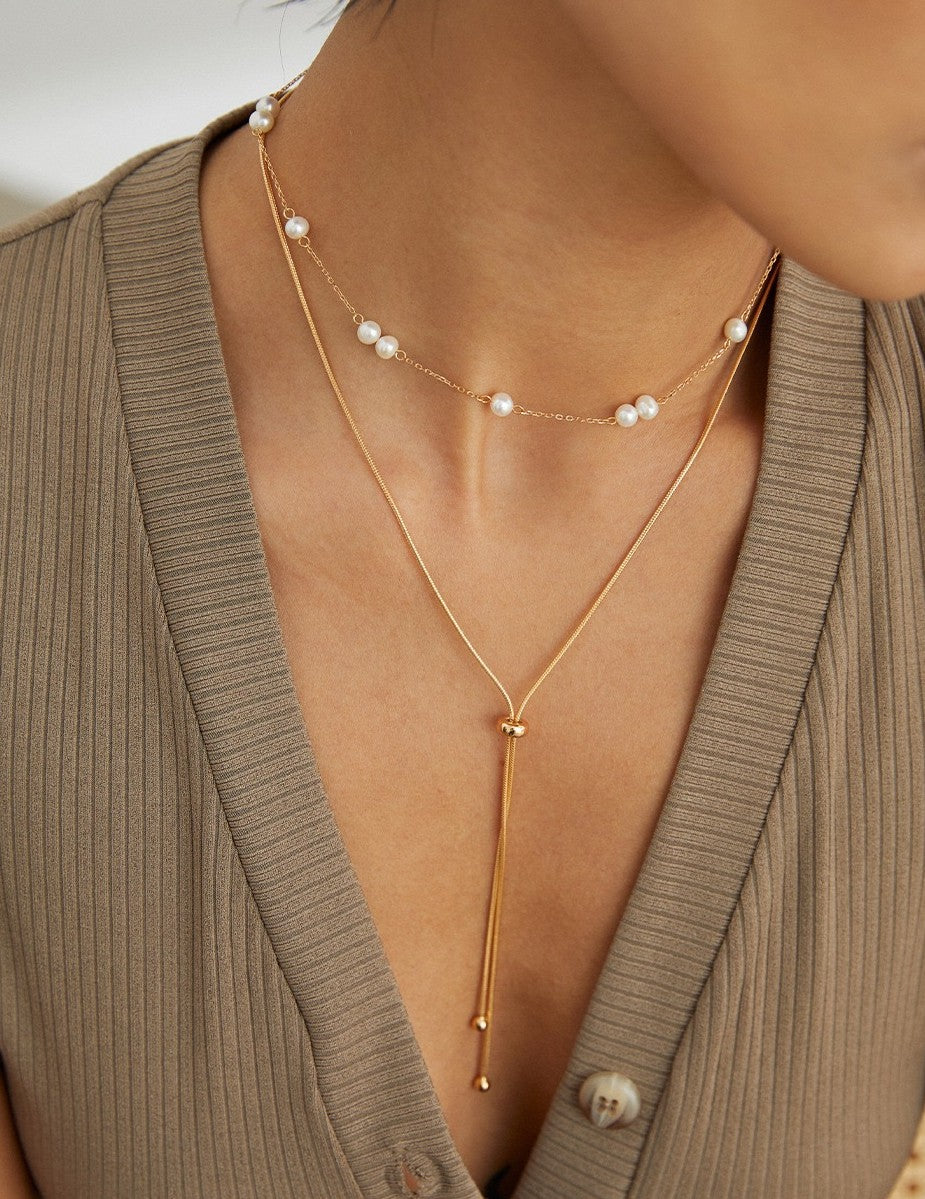 S925 Minimalist Pearl Necklace & Bracelet