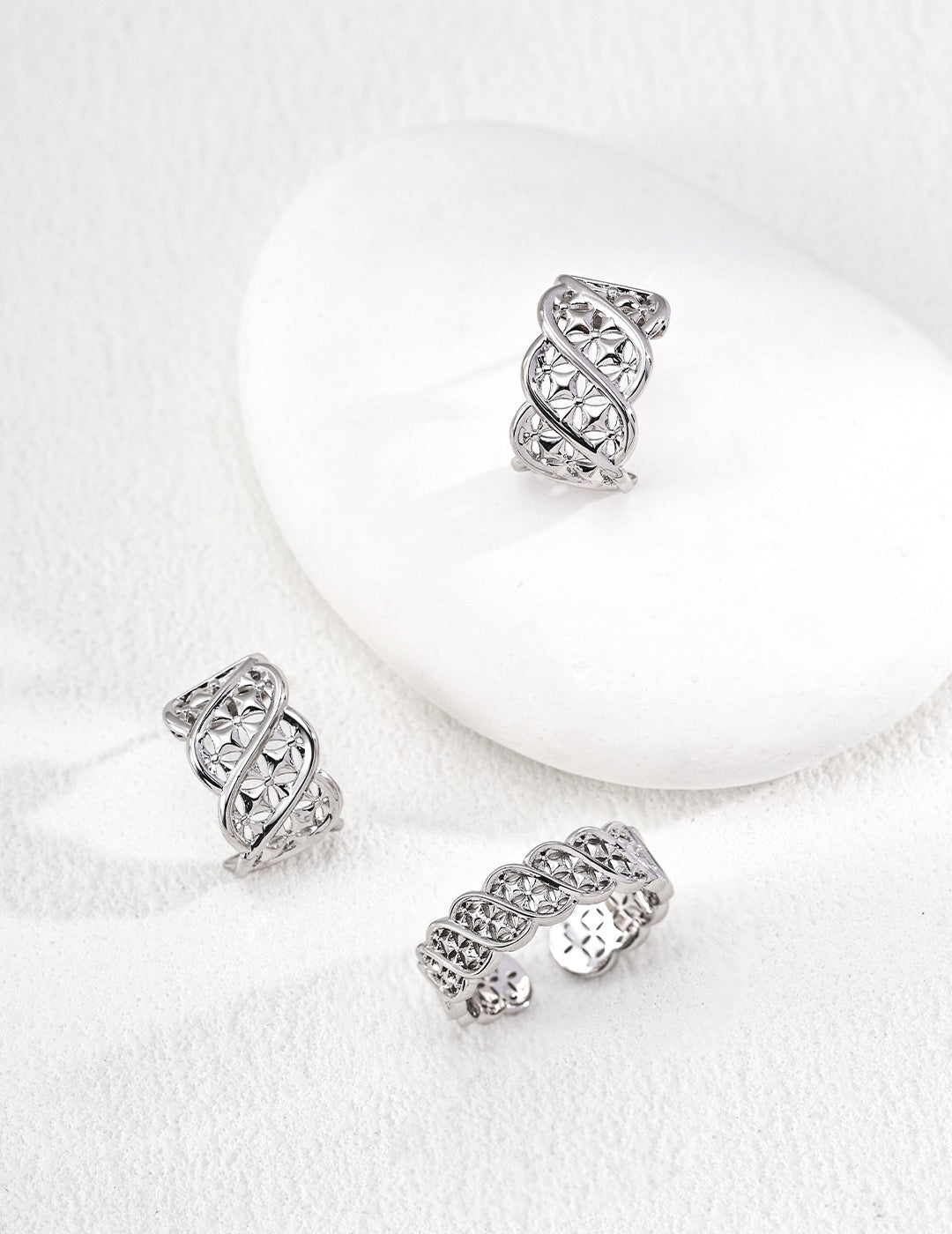 S925 Twisted Totem — Modernized Chinese Motif Ring & Earrings