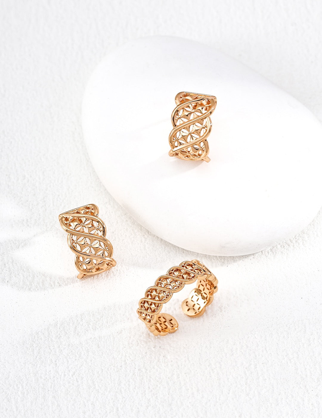 S925 Twisted Totem — Modernized Chinese Motif Ring & Earrings