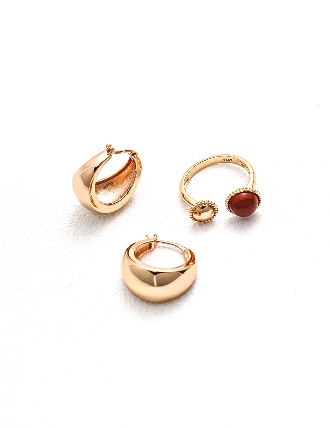 S925 Minimalist Silver Earrings & Ring