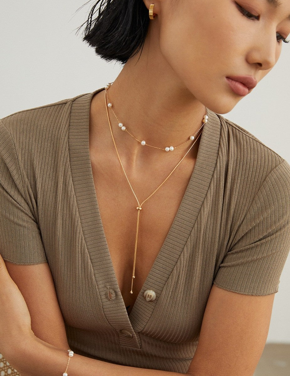 S925 Minimalist Pearl Necklace & Bracelet